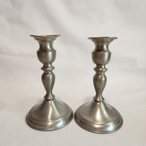 Set of 2 Vintage Weighted Leonard Genuine‎ Pewter Candlesticks Bolivia 6.5"H
